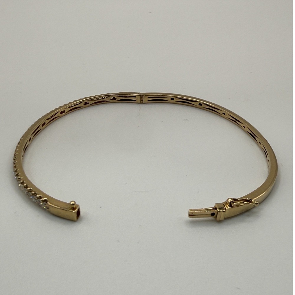 14K Yellow Gold Ladies 1.0 Carat TW Natural Diamond Bangle Bracelet 7.11g J34 - Picture 8 of 11